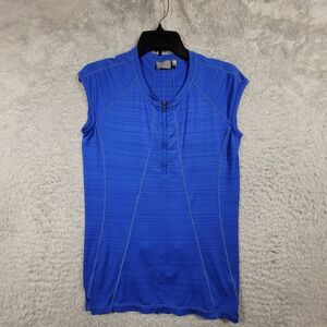 Athleta Blue Sleeveless Quarter Zip Athletic Top Womens Small Zip Pocket